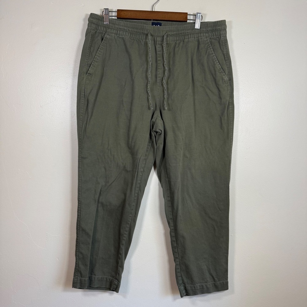 Gap Pull-On Drawstring Relaxed Crop Pants Size Large Olive Green